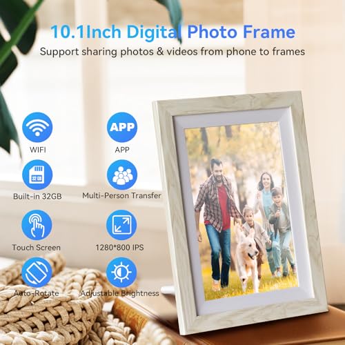 10.1 Inch WiFi Digital Picture Frame with HD Touch Screen - 32GB Memory & Auto-Rotate Feature - Image 5