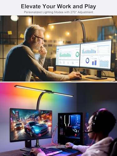 Ultra Bright Double Arm LED Desk Lamp with RGB Lighting - Image 2