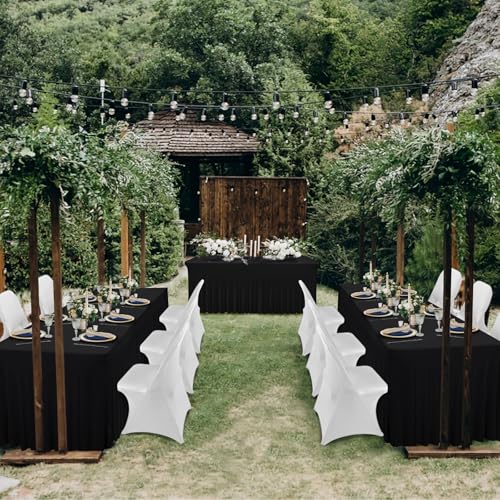 6FT Black Spandex Table Skirt - Wrinkle Resistant for Events - Image 2