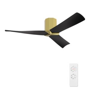 Matte Black 52" DC Flush Mount Ceiling Fan - Modern Hugger Design