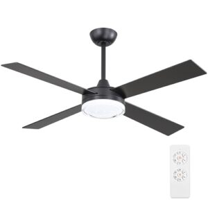 52 Inch DC Ceiling Fan with Remote Control and Ripple Glass Shade – Modern Design for Indoor Spaces