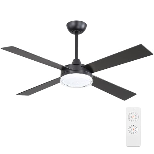 52 Inch DC Ceiling Fan with Remote Control and Ripple Glass Shade – Modern Design for Indoor Spaces