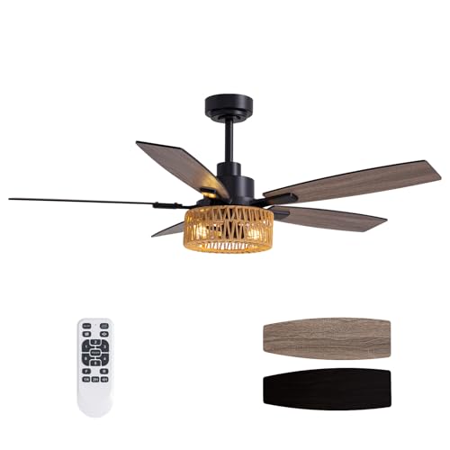 52 Inch Boho Ceiling Fan with Lights and Remote Control – Ideal for Home and Patio