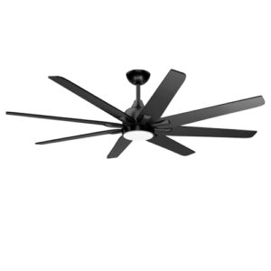 62-Inch Modern Ceiling Fan with LED Light and Remote Control - Matte Black