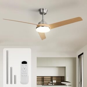 52 Inch Modern Flush Mount Indoor Outdoor Ceiling Fan with Remote Control