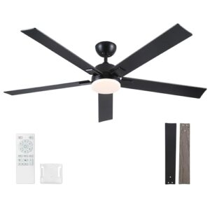 60 Inch Modern Ceiling Fan with Lights and Remote Control - Versatile Black Design