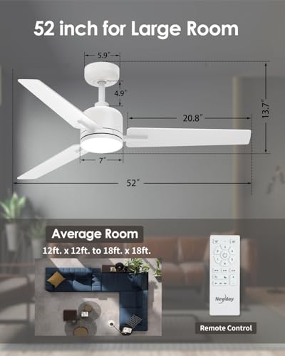 52 Inch Modern Ceiling Fan with Lights and Remote Control - Image 6