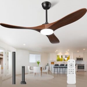 52-Inch Modern Wood Ceiling Fan with Remote Control - Quiet, Energy Efficient Design