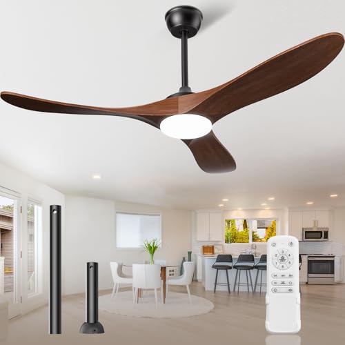 52-Inch Modern Wood Ceiling Fan with Remote Control - Quiet, Energy Efficient Design