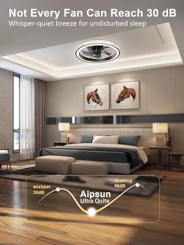 Low Profile Modern Crystal Chandelier Ceiling Fan with Remote Control - Image 4