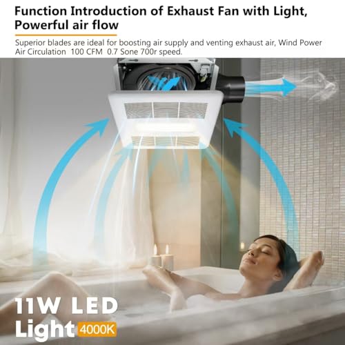 Quiet Bathroom Exhaust Fan with Integrated LED Light - Efficient Ventilation - Image 4