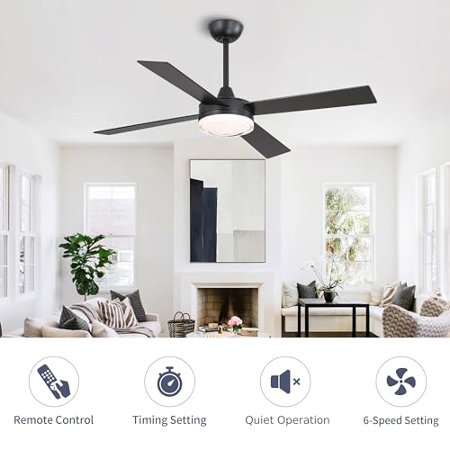 52 Inch DC Ceiling Fan with Remote Control and Ripple Glass Shade – Modern Design for Indoor Spaces - Image 3