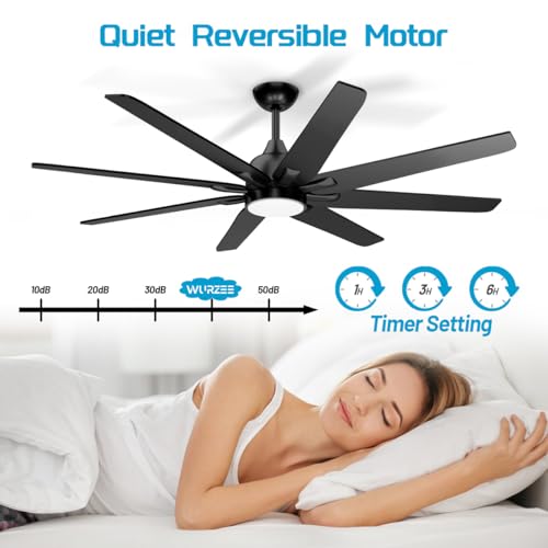62-Inch Modern Ceiling Fan with LED Light and Remote Control - Matte Black - Image 4
