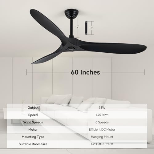 60 Inch Ceiling Fan with Remote Control - Energy Efficient & Noiseless Design - Image 6