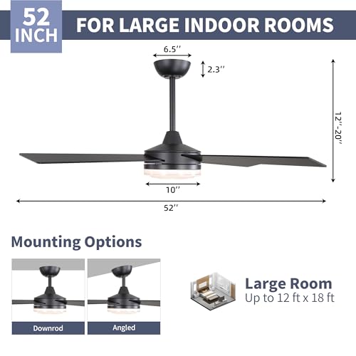 52 Inch DC Ceiling Fan with Remote Control and Ripple Glass Shade – Modern Design for Indoor Spaces - Image 4