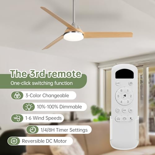 52 Inch Modern Flush Mount Indoor Outdoor Ceiling Fan with Remote Control - Image 6