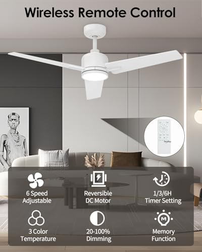 52 Inch Modern Ceiling Fan with Lights and Remote Control - Image 2