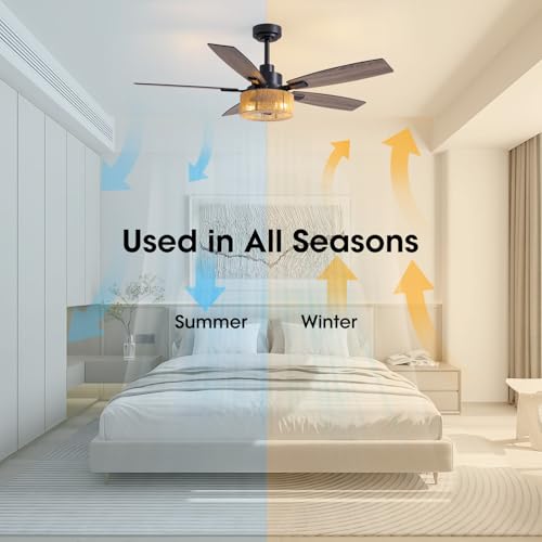 46 Inch Boho Ceiling Fan with Lights and Remote Control - Perfect for Indoor and Outdoor Use - Image 4
