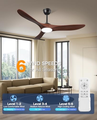 52-Inch Modern Wood Ceiling Fan with Remote Control - Quiet, Energy Efficient Design - Image 2