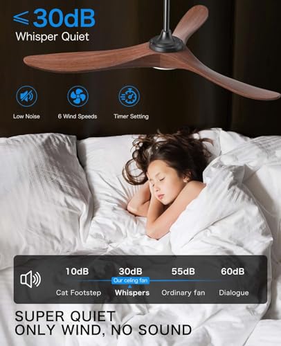 52-Inch Modern Wood Ceiling Fan with Remote Control - Quiet, Energy Efficient Design - Image 4