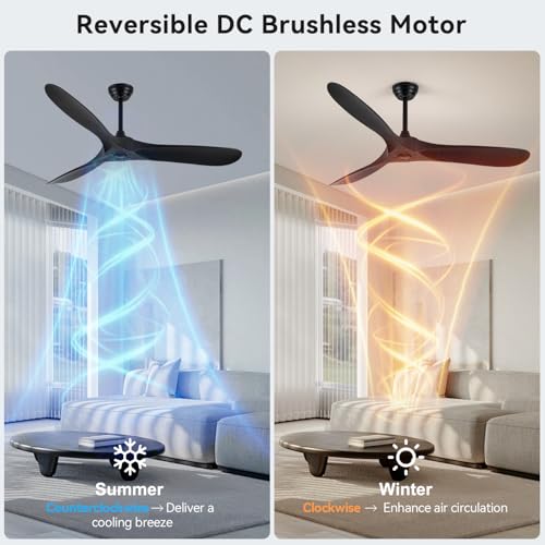 60 Inch Ceiling Fan with Remote Control - Energy Efficient & Noiseless Design - Image 4
