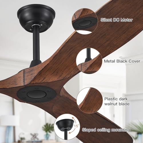 60-Inch Modern Ceiling Fan with Remote Control - No Light, Reversible DC Motor, Perfect for Indoor & Outdoor Use - Image 5