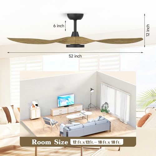 52-Inch Modern Ceiling Fan with LED Light and Remote Control – Quiet and Energy Efficient - Image 2