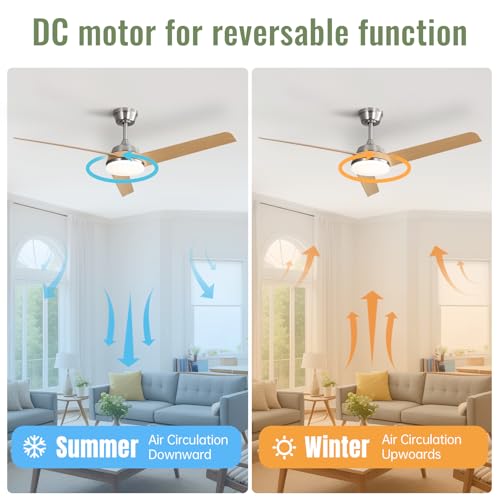 52 Inch Modern Flush Mount Indoor Outdoor Ceiling Fan with Remote Control - Image 3