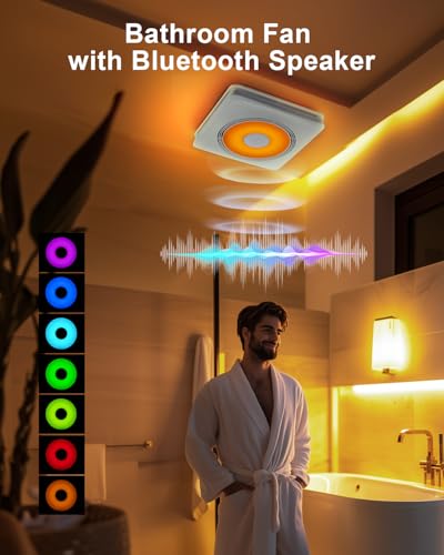 Bathroom Exhaust Fan with Light and Heater - 160 CFM Bluetooth Speaker - Image 3