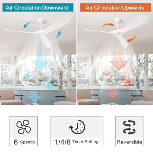 72" Solid Wood Ceiling Fan with Remote Control - Energy Efficient, Stylish Design for Indoor and Outdoor Use - Image 4