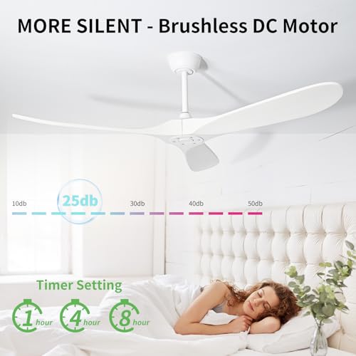 72" Solid Wood Ceiling Fan with Remote Control - Energy Efficient, Stylish Design for Indoor and Outdoor Use - Image 6