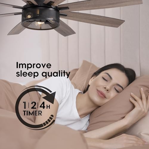 72-Inch Large Ceiling Fan with Remote - Modern Black Design for Living Rooms and Patios - Image 5