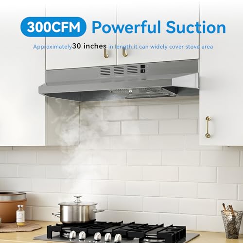 30-Inch Under Cabinet Stainless Steel Range Hood with 300 CFM Exhaust Fan - Image 2