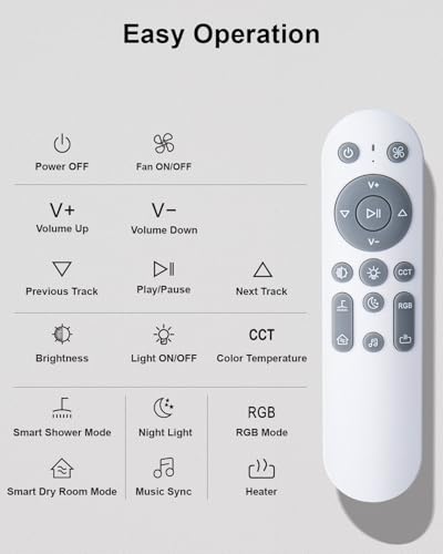 Bathroom Exhaust Fan with Light and Heater - 160 CFM Bluetooth Speaker - Image 6