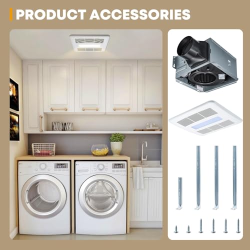 Quiet Bathroom Exhaust Fan with Integrated LED Light - Efficient Ventilation - Image 2