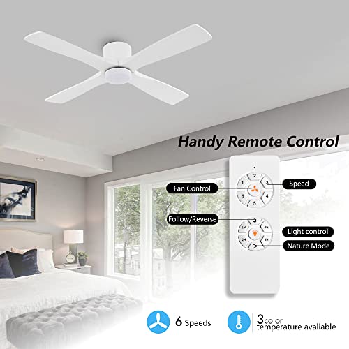 60 Inch Modern Flush Mount DC Ceiling Fan with LED Lights & Remote Control - Image 2