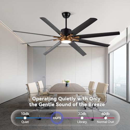 72-Inch Black Ceiling Fan with Remote Control and Light - Energy Efficient & Quiet - Image 5