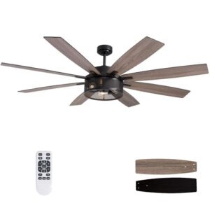 72-Inch Large Ceiling Fan with Remote - Modern Black Design for Living Rooms and Patios