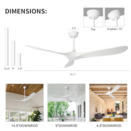 72" Solid Wood Ceiling Fan with Remote Control - Energy Efficient, Stylish Design for Indoor and Outdoor Use - Image 5