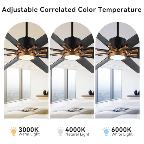 72-Inch Black Ceiling Fan with Remote Control and Light - Energy Efficient & Quiet - Image 3