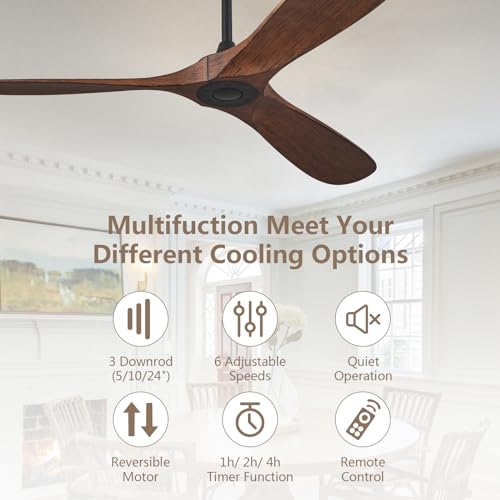 60-Inch Modern Ceiling Fan with Remote Control - No Light, Reversible DC Motor, Perfect for Indoor & Outdoor Use - Image 6