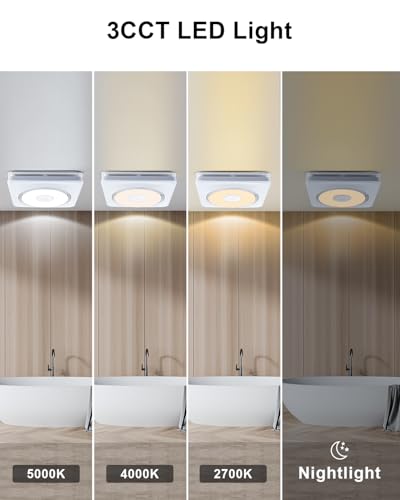 Bathroom Exhaust Fan with Light and Heater - 160 CFM Bluetooth Speaker - Image 5