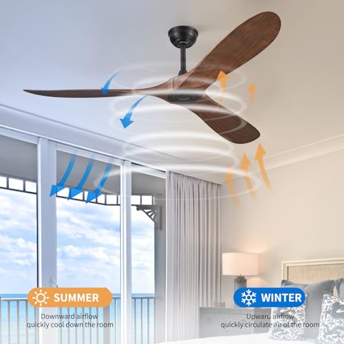 60-Inch Modern Ceiling Fan with Remote Control - No Light, Reversible DC Motor, Perfect for Indoor & Outdoor Use - Image 3