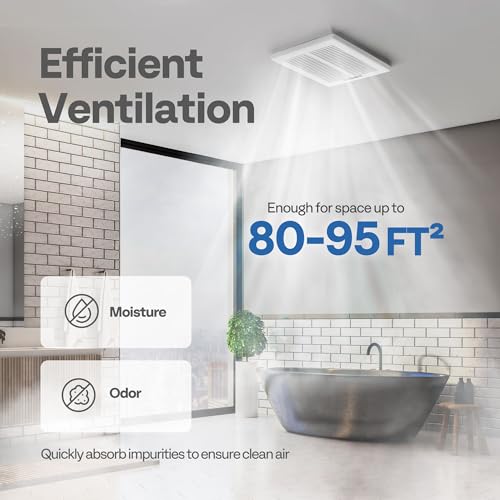 High-Efficiency Bathroom Exhaust Fan with Humidity Sensor - 80 CFM - Image 3