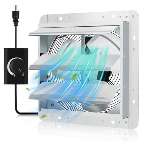 12" Shutter Exhaust Fan with Speed Controller - High-Performance Ventilation for Garages and Workshops