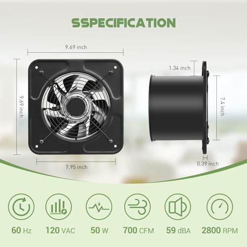 High-Efficiency 8" Kitchen Exhaust Fan with Backdraft Damper - Image 2