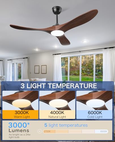 52-Inch Modern Wood Ceiling Fan with Remote Control - Quiet, Energy Efficient Design - Image 5