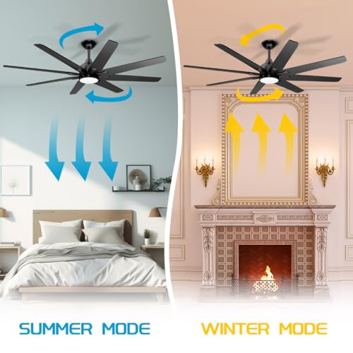62-Inch Modern Ceiling Fan with LED Light and Remote Control - Matte Black - Image 3