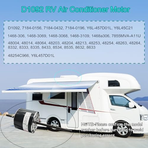 D1092 RV AC Fan Motor Replacement - Compatible with Coleman Mach Models - Image 2