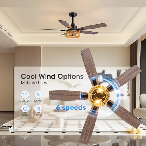 52 Inch Boho Ceiling Fan with Lights and Remote Control – Ideal for Home and Patio - Image 2